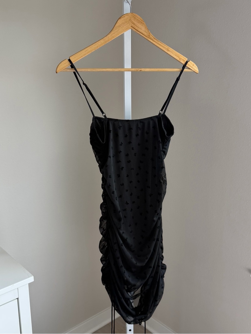 Motel Rocks Black Ruched Mini Dress with Spaghetti Straps - Picture 6 of 6
